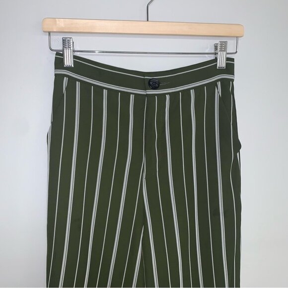 emory park Trousers Size Small Striped Green White Wide Leg Pants Lined NWOT - Picture 3 of 10